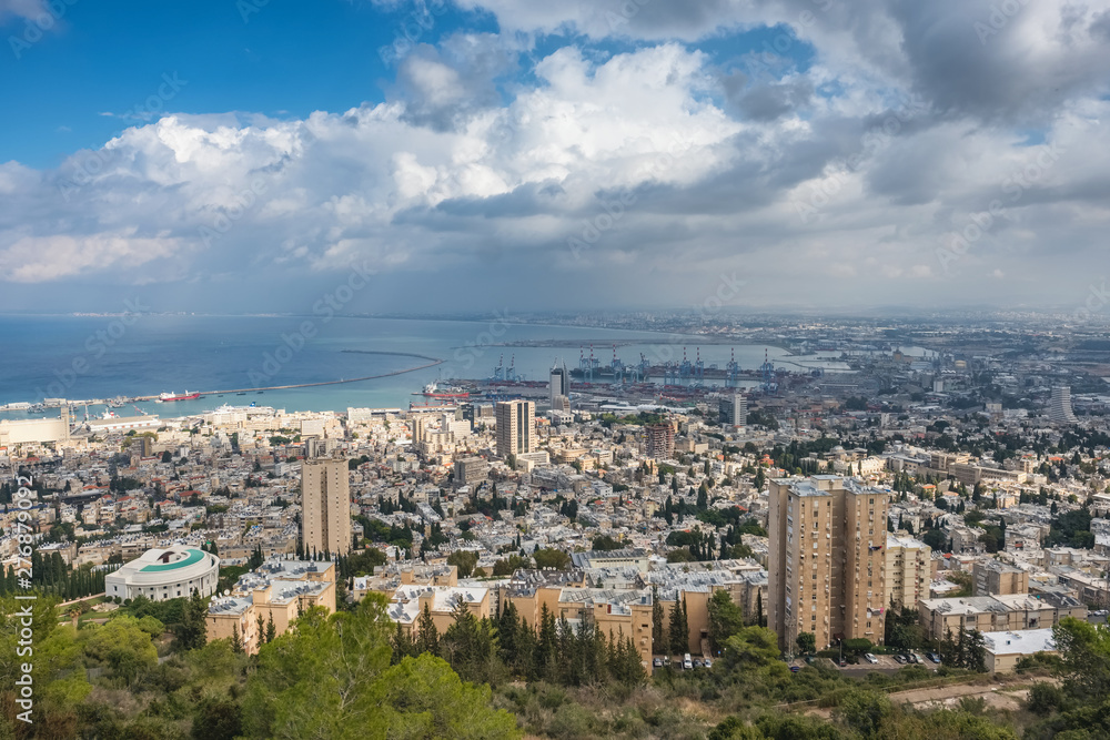 View of the bay and Haifa, Israel