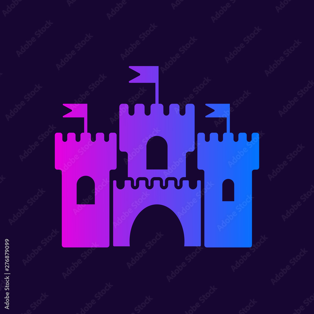 Medieval castle icon on dark background