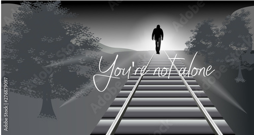 You're not alone.Vector illustration in gray tones.