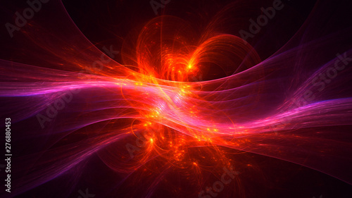 3D rendering abstract red fractal light background