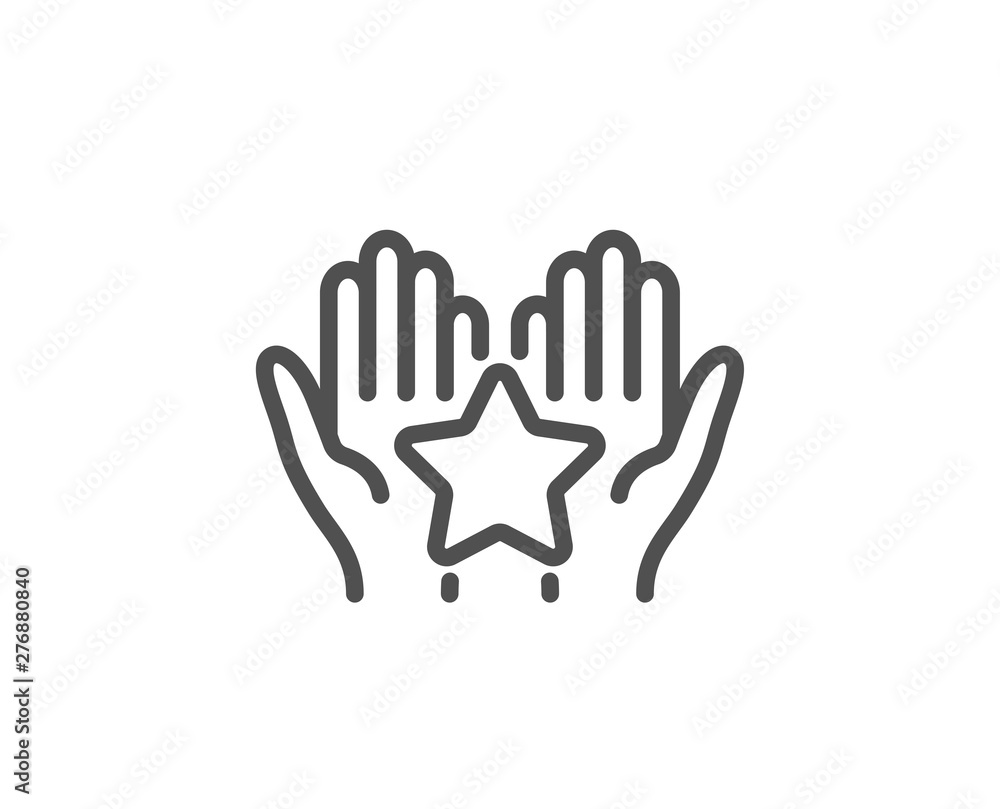 Ranking line icon. Holding star sign. Best rank symbol. Quality design element. Linear style ranking icon. Editable stroke. Vector Ranking line icon. Holding star sign. Best rank symbol. Quality design element. Linear style ranking icon. Editable stroke. Vector