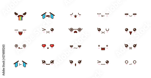 Kawaii cute faces smile emoticons. Japanese emoji © ApoevArt