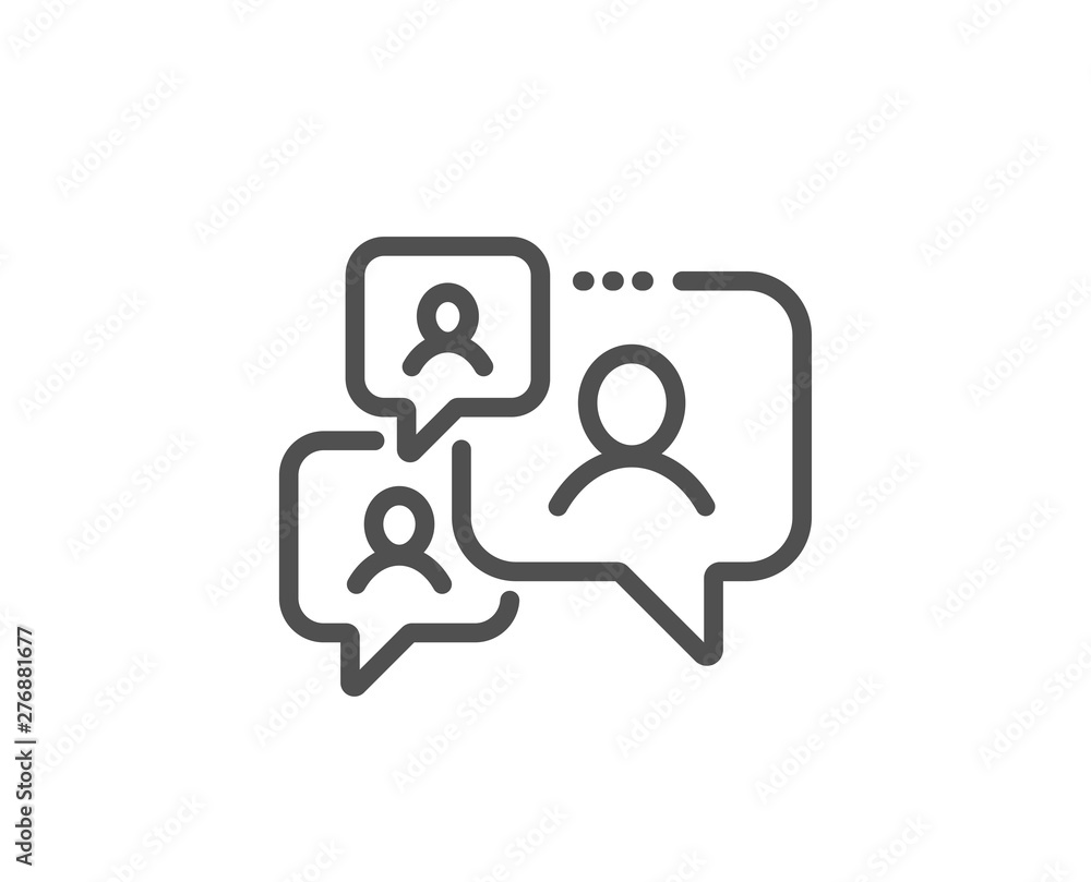 Support chat line icon. Comments sign. Speech bubble message symbol. Quality design element. Linear style support chat icon. Editable stroke. Vector