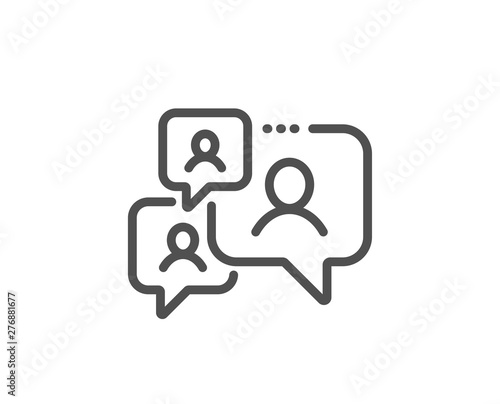 Support chat line icon. Comments sign. Speech bubble message symbol. Quality design element. Linear style support chat icon. Editable stroke. Vector