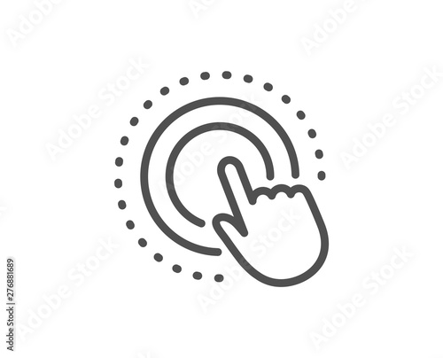 Click hand line icon. Touchscreen gesture sign. Push action symbol. Quality design element. Linear style click hand icon. Editable stroke. Vector