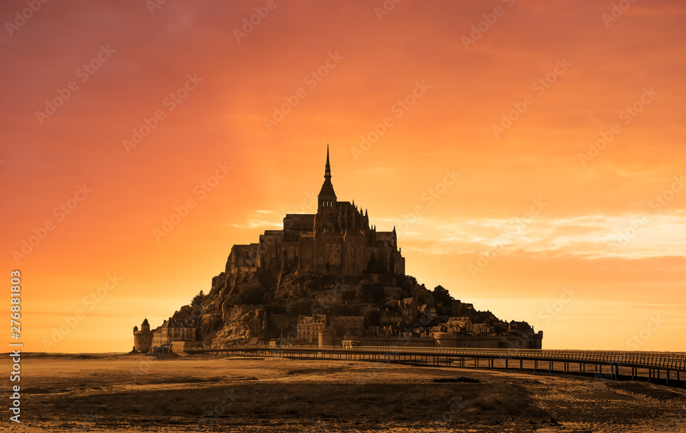 Mont Saint Michel tidal island in summer, Normandy, northern France