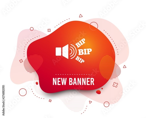 Fluid badge. Speaker volume icon. Sound with BIP symbol. Loud signal. Abstract shape. Gradient speaker icon. Flyer liquid banner. Vector