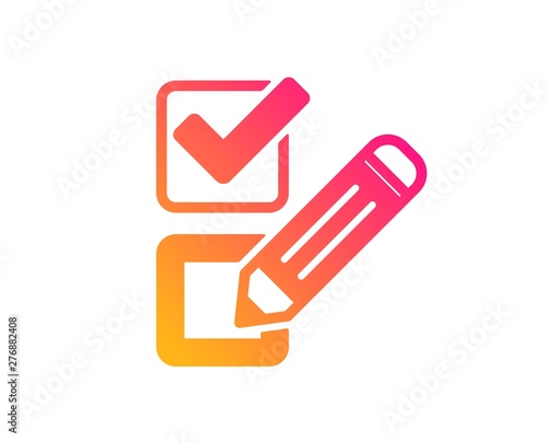 Checkbox icon. Survey choice sign. Business review symbol. Classic flat style. Gradient checkbox icon. Vector