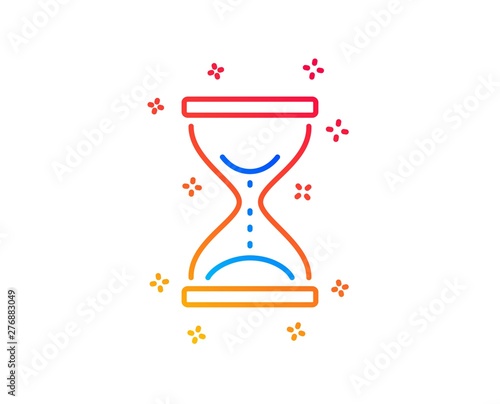 Time hourglass line icon. Sand watch sign. Gradient design elements. Linear time hourglass icon. Random shapes. Vector