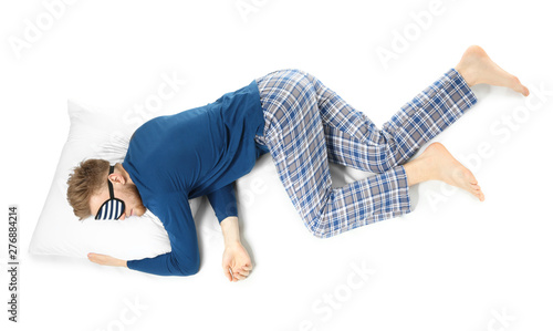 Sleeping man with mask on w...