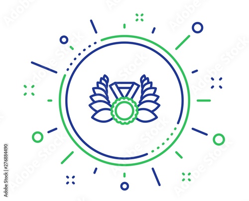 Laurel wreath line icon. Winner medal symbol. Prize award sign. Quality design elements. Technology laureate medal button. Editable stroke. Vector