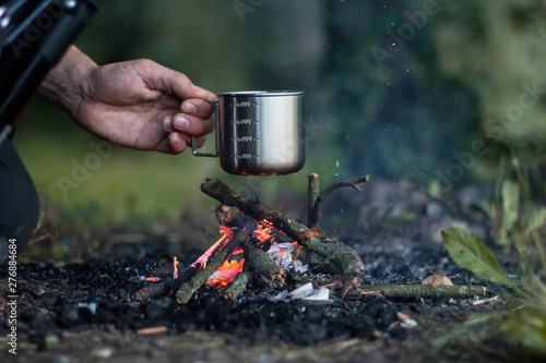 Camping cooking food on fire survival cooking adventure outdoors