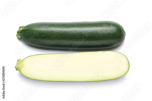 Fresh zucchini squash on white background