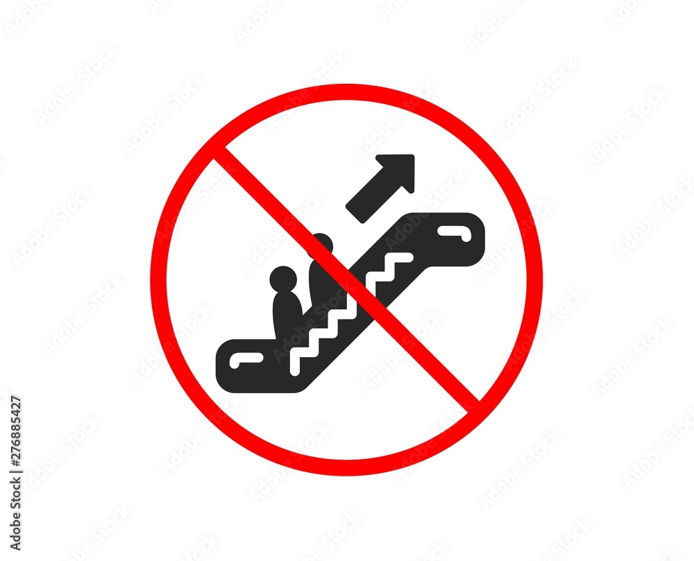 No or Stop. Escalator icon. Elevator sign. Shopping stairway symbol. Prohibited ban stop symbol. No escalator icon. Vector No or Stop. Escalator icon. Elevator sign. Shopping stairway symbol. Prohibited ban stop symbol. No escalator icon. Vector