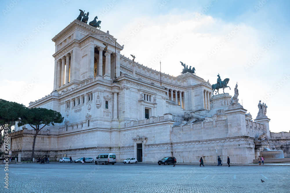 Architecture of the National Monument in Rome at sunny day, Italy
