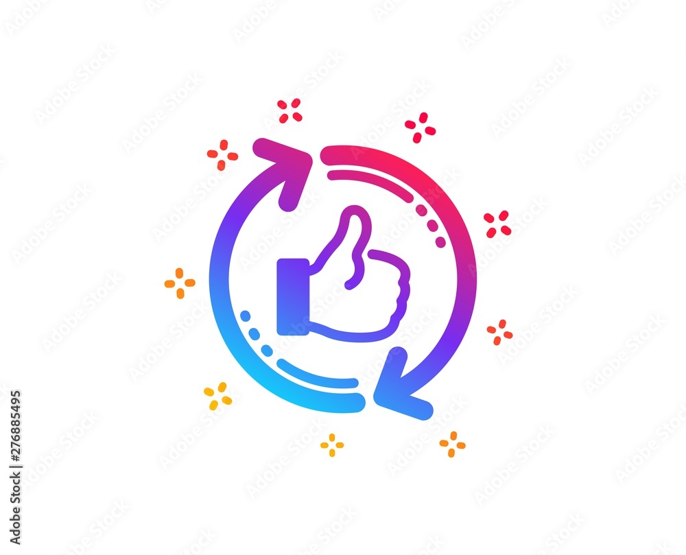 Refresh like icon. Thumbs up sign. Positive feedback symbol. Dynamic shapes. Gradient design refresh like icon. Classic style. Vector Refresh like icon. Thumbs up sign. Positive feedback symbol. Dynamic shapes. Gradient design refresh like icon. Classic style. Vector