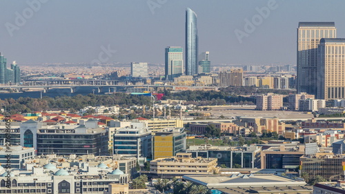 Aerial view of neighbourhood Deira with typical buildings timelapse, Dubai, United Arab Emirates © neiezhmakov