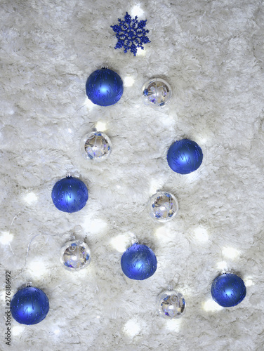 christmas balls on blue background