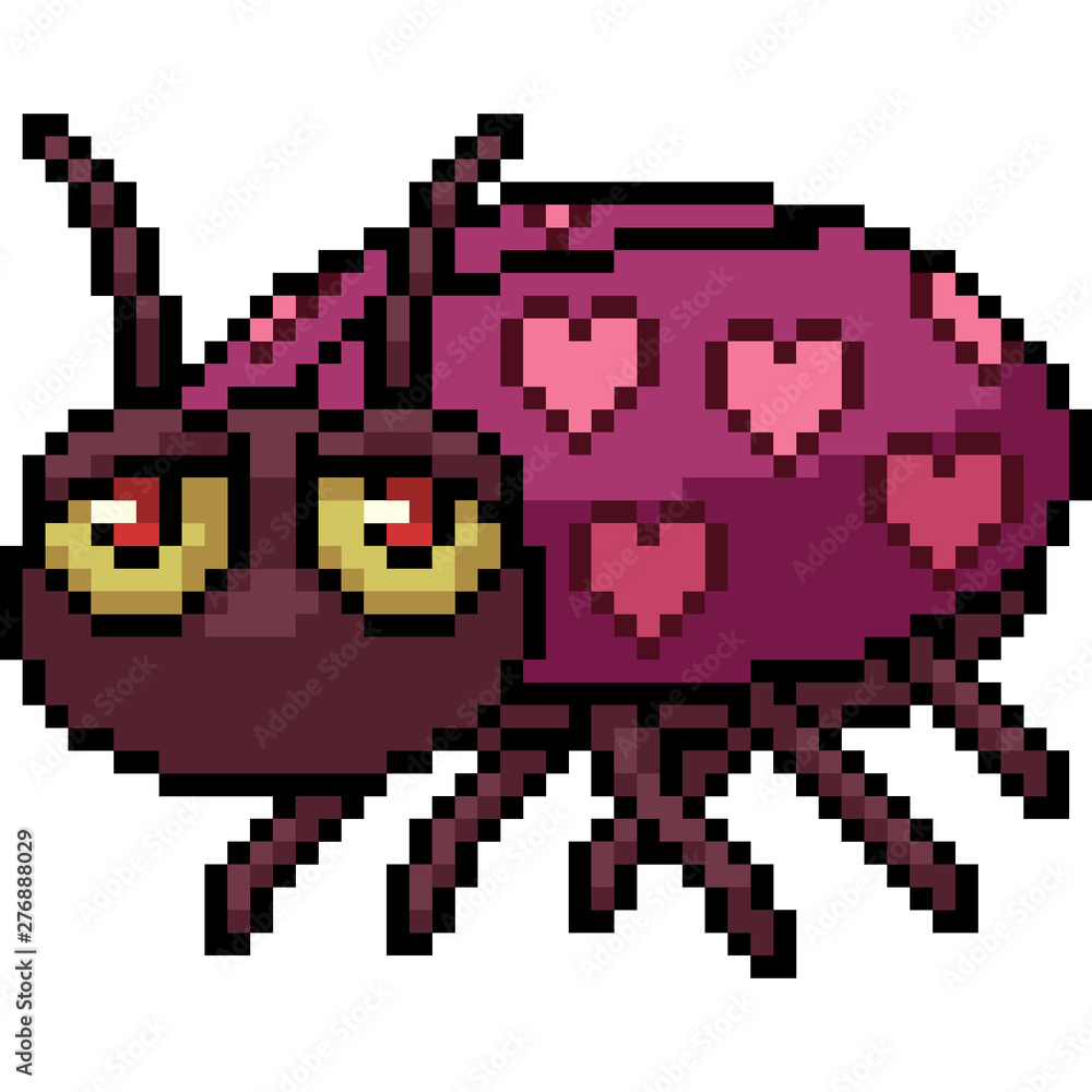 vector pixel art heart ladybug vector pixel art heart ladybug
