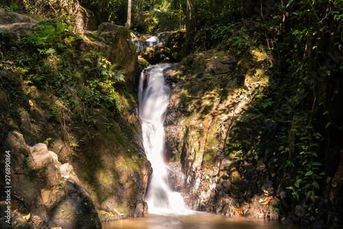 Ton Sai Waterfall in the tropical forest area In Asia  suitable for walks  nature walks and hiking  adventure photography Of the national park Phuket Thailand.