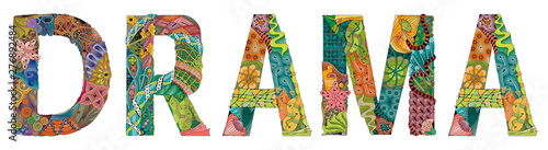 Word Drama. Vector zentangle object for decoration