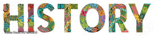 Word History. Vector zentangle object for decoration