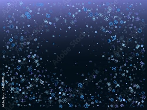 Winter dark blue background with snowflakes. Vector illustration.