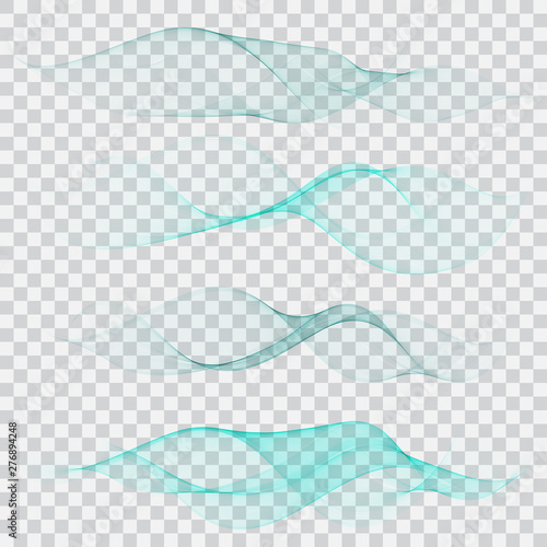 Set of abstract smooth waves. Blue and green wave.