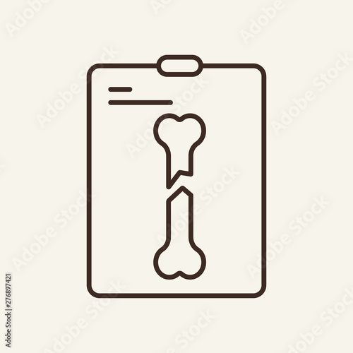 X-ray line icon. Broken bone, scan, trauma. Medicine concept. Vector illustration can be used for topics like radiology, broken leg, roentgen