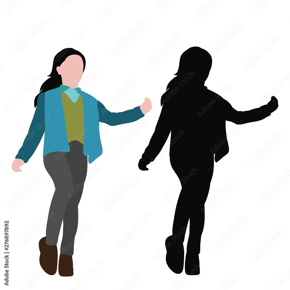 child and a girl in flat style dancing