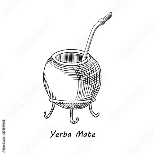 Calabash for yerba mate drink isolated on white background.