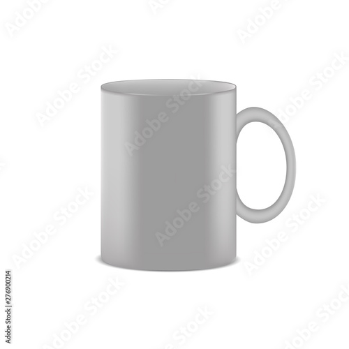 White Coffee Cup - Realistic Vector Illustration - Isolated On White Background