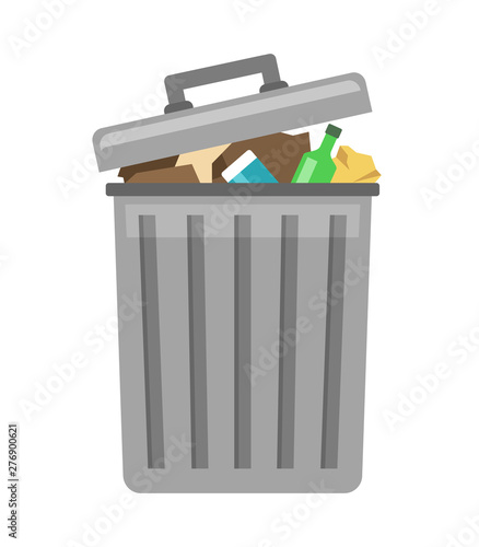 Trash can on white background