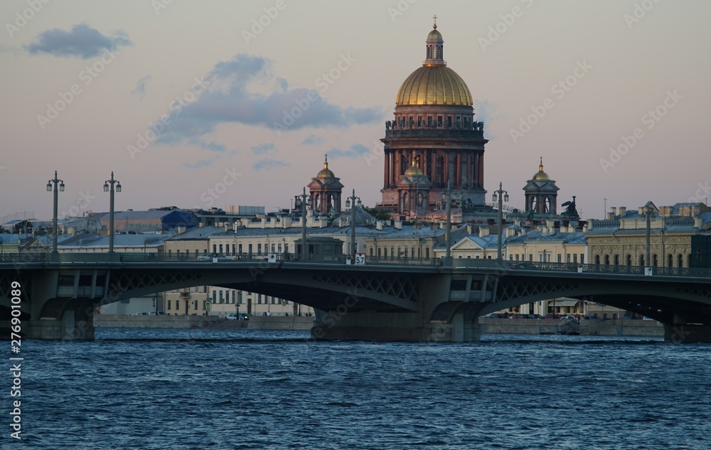 Annunciation bridge and St. Isaac's Cathedral in the evening