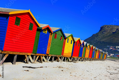 Brightly coloured Victorian beach houses