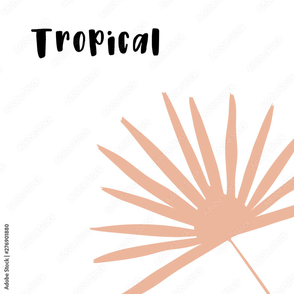 Vector isolated Doodle illustration with tropical jungle green palm leaves.