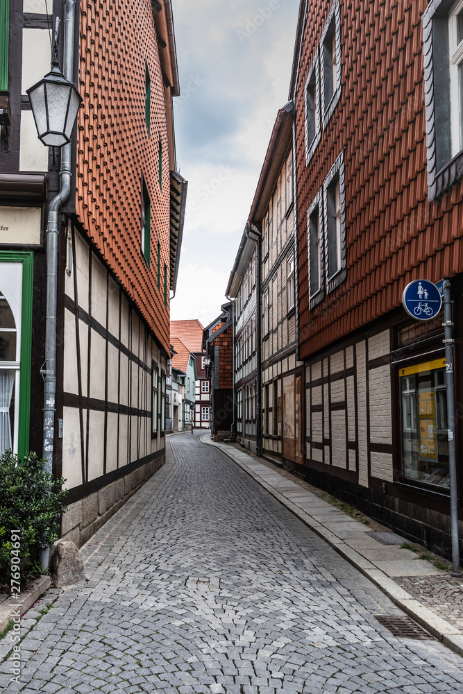 Alleyway with half-timbered houses in Wernigerode (Harz)