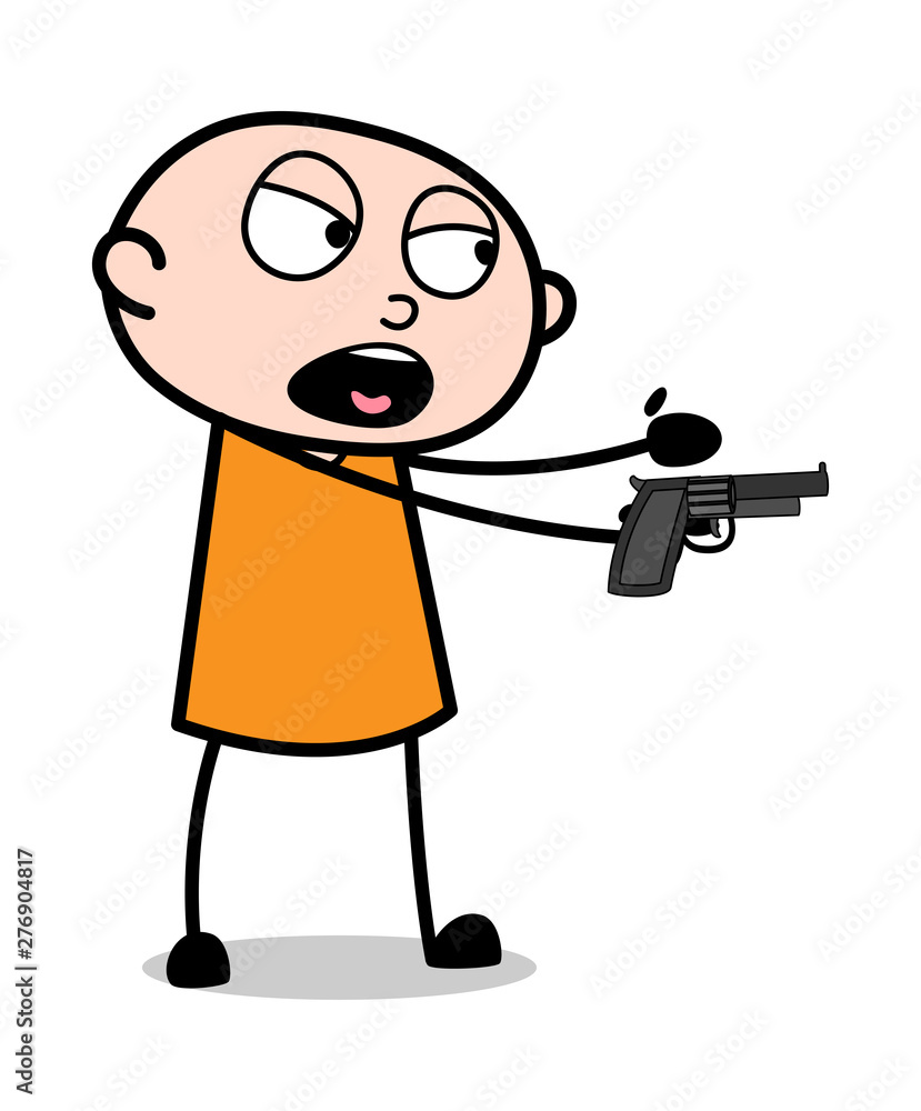 Screaming While Shooting - Cartoon thief criminal Guy Vector Illustration Screaming While Shooting - Cartoon thief criminal Guy Vector Illustration