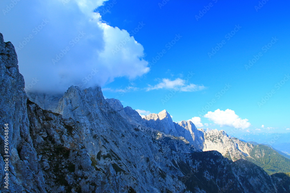Clouds in high Alpine mountains