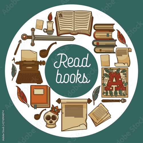 Ancient library shop or store read books literature