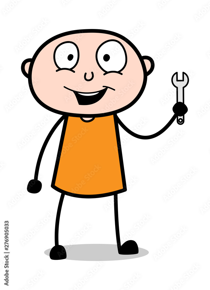 Showing Wrench Tool - Cartoon thief criminal Guy Vector Illustration Showing Wrench Tool - Cartoon thief criminal Guy Vector Illustration