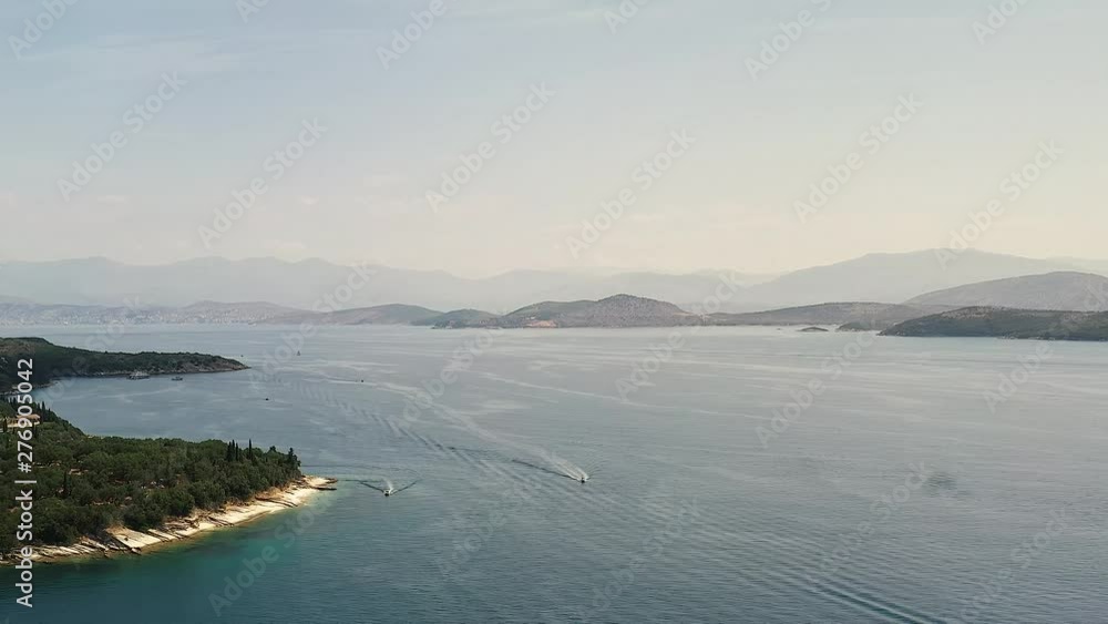 Yachts in Corfu Island bay, Greece Yachts in Corfu Island bay, Greece