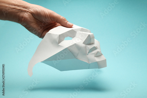 Canvas-taulu White paper face mask, concealment of personality, machine recognition of people