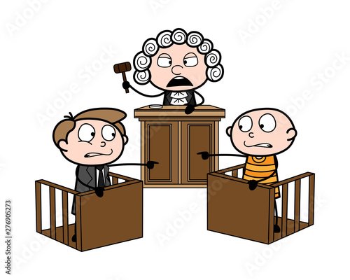 Judge Shouting on Lawyer and Criminal Vector Illustration