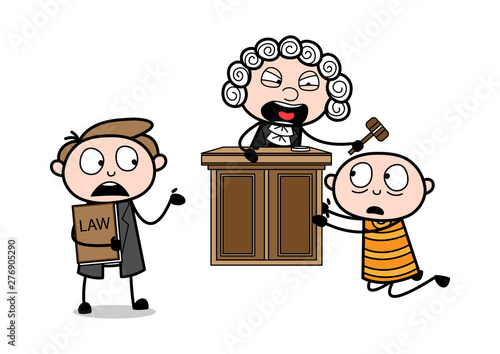Judge Scolding and Criminal Apologize Vector Illustration