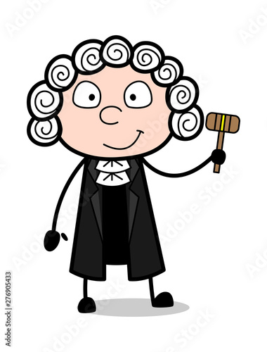 Cartoon Judge with Hammer Vector Illustration