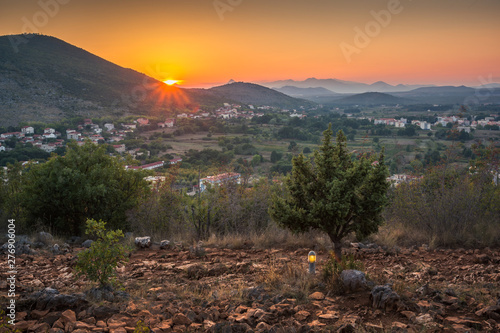 Obraz na płótnie Sunset over the Dinaric Alps in Medjugorje, Bosnia and Herzegovina w salonie