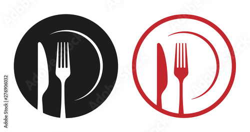 Tablou canvas red restaurant icons