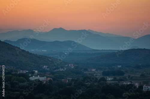 Sunset over the Dinaric Alps in Medjugorje  Bosnia and Herzegovina