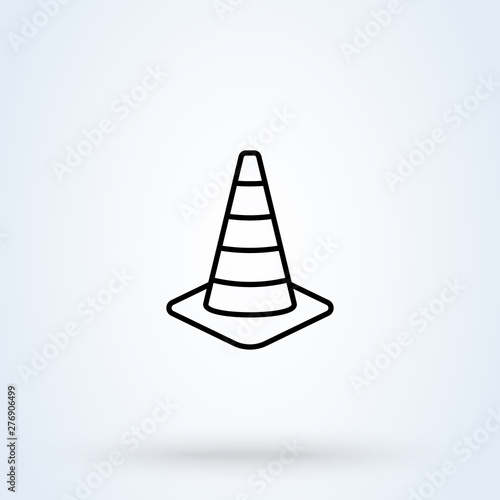Traffic cone Safety outline art. Simple vector modern icon design illustration.